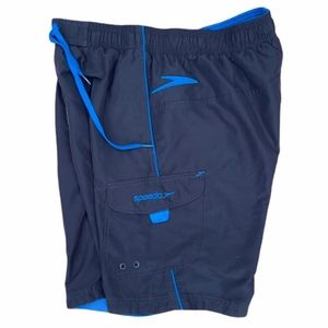 Speedo Swim Trunks, Navy Blue, Large